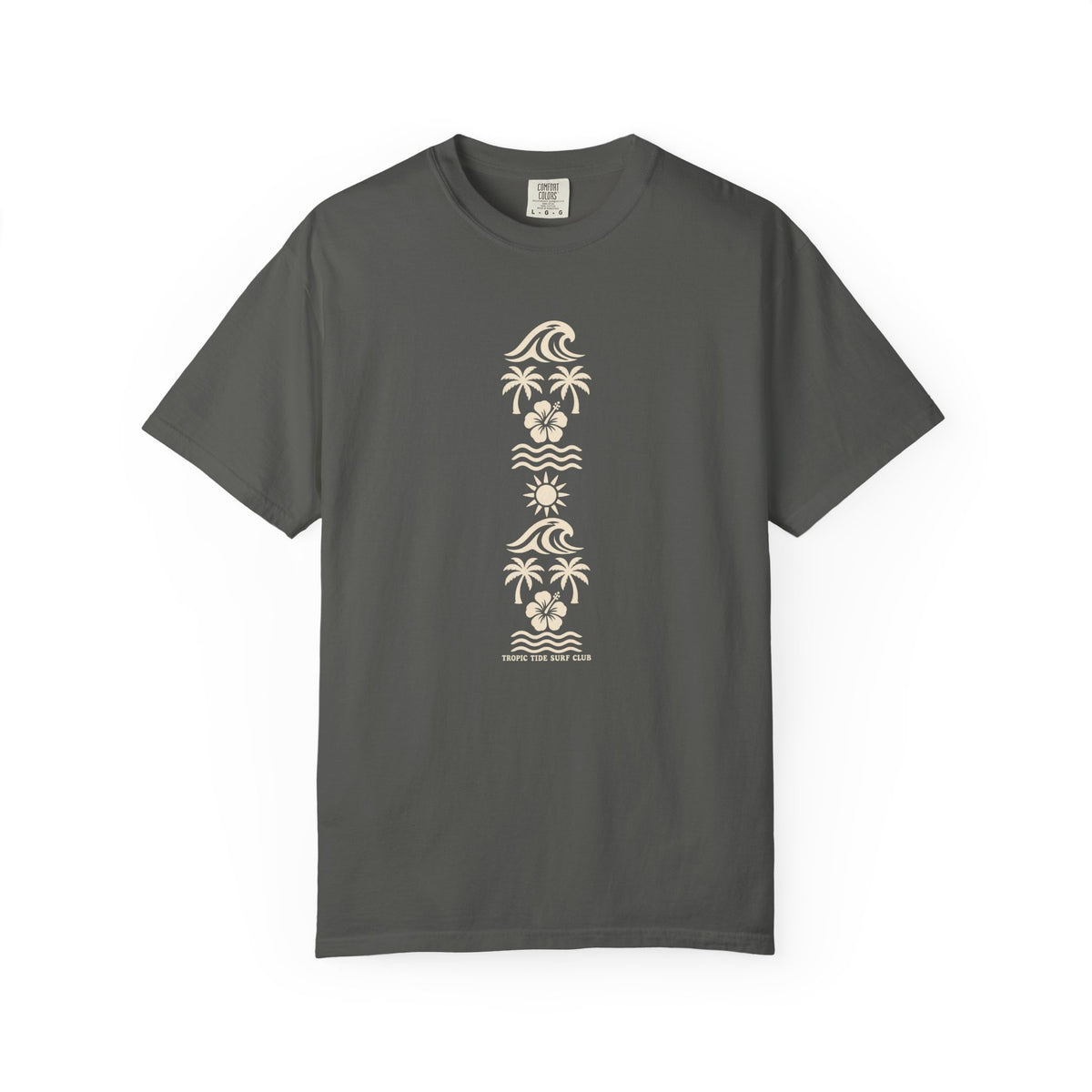 Tropic Tide Surf Club Tee | Minimalist Wave Palm Shirt | Vertical Surf T-Shirt | Comfort Colors Gift