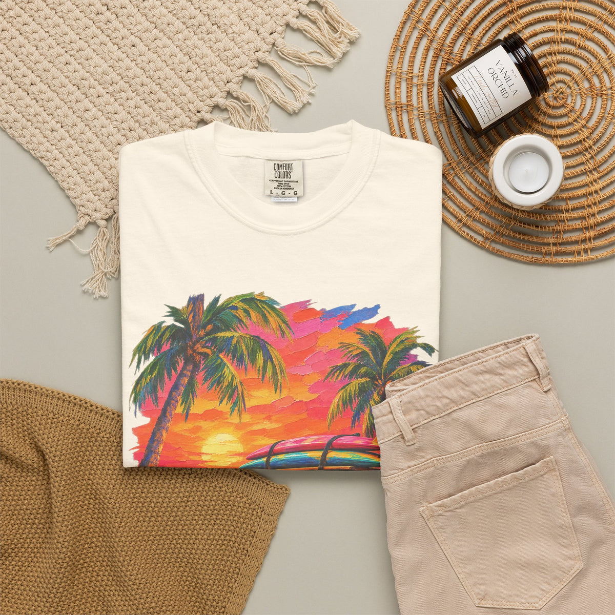 Surf Van Sunset Shirt | Retro Camper Van Beach Tee | Comfort Colors T-Shirt