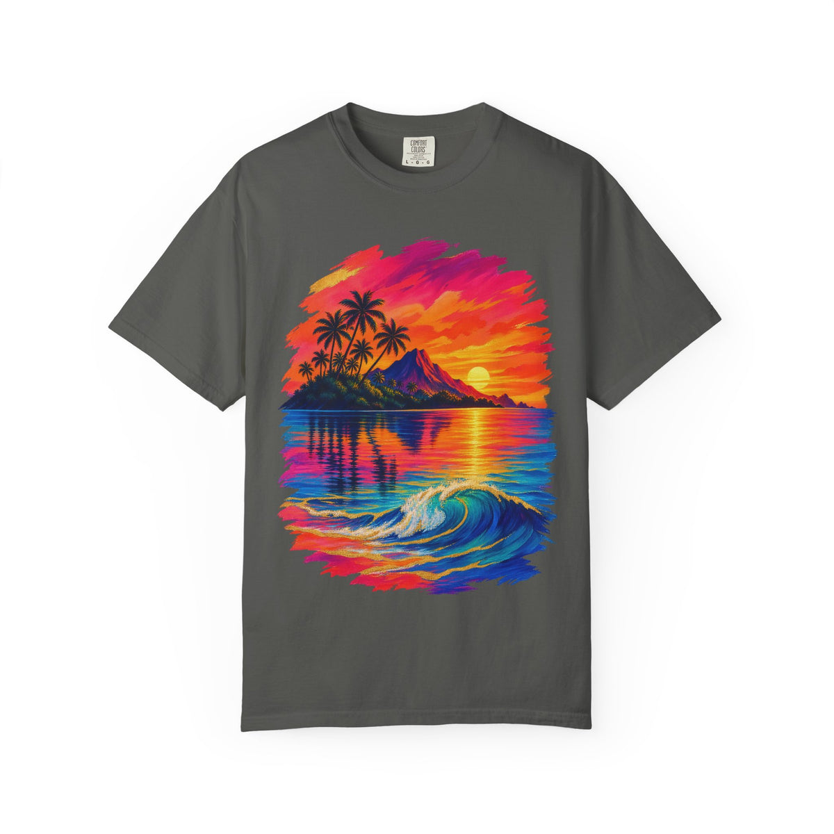 Volcano Island Sunset Shirt | Tropical Island Wave Tee | Comfort Colors T-Shirt