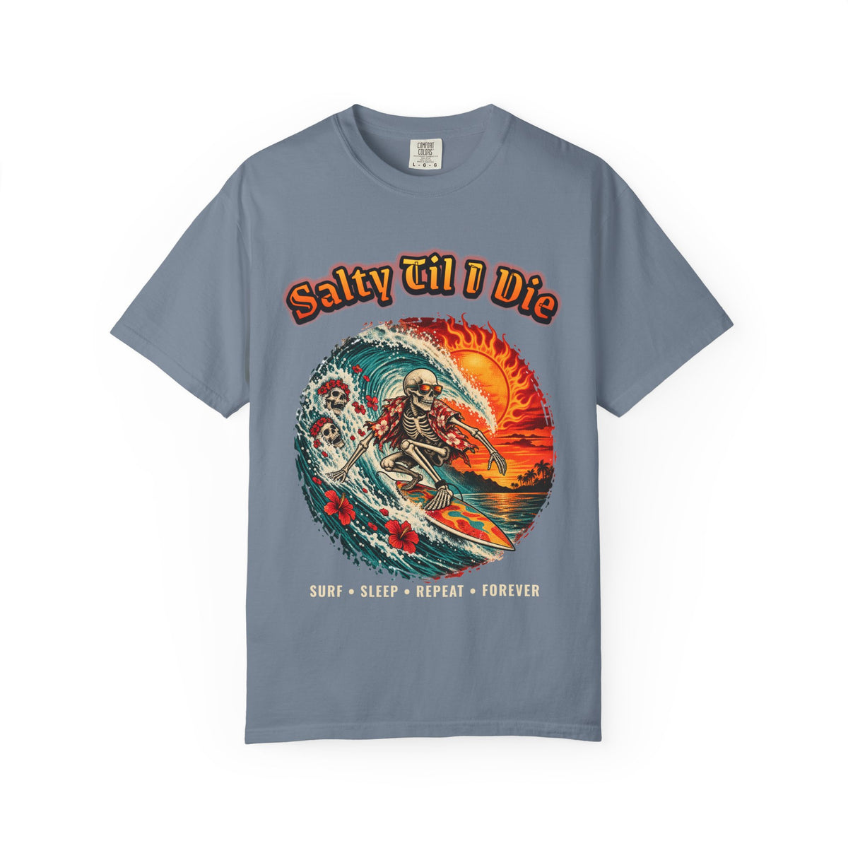 Salty Til I Die Skeleton Shirt | Surf Sleep Repeat Tee | Comfort Colors T-Shirt