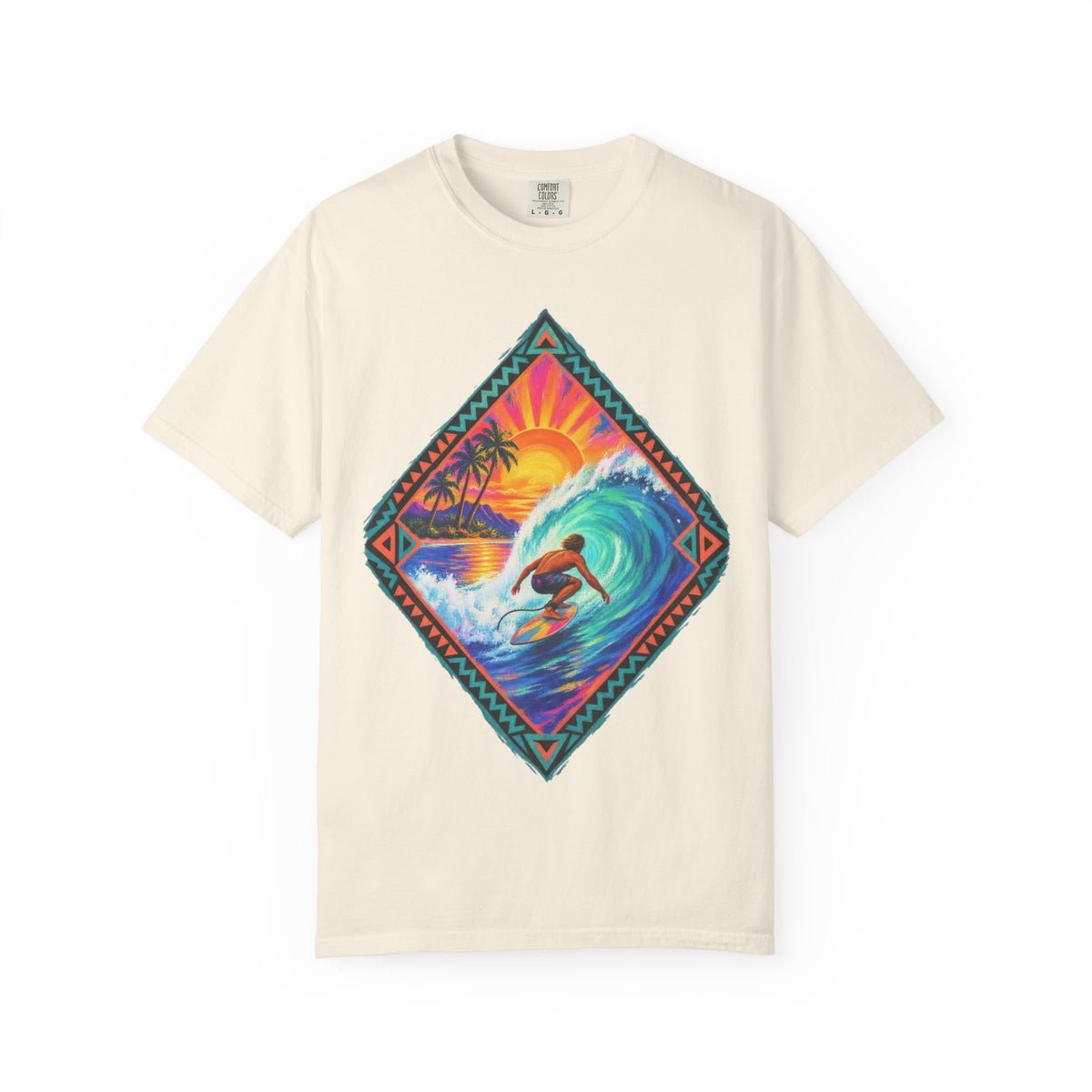 Tribal Barrel Wave Surf Shirt | Polynesian Surfer Tee | Comfort Colors T-Shirt