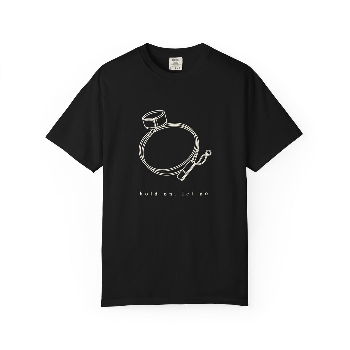Hold On, Let Go Tee | Minimal Surf Leash Shirt | Inspirational Ocean T-Shirt | Comfort Colors
