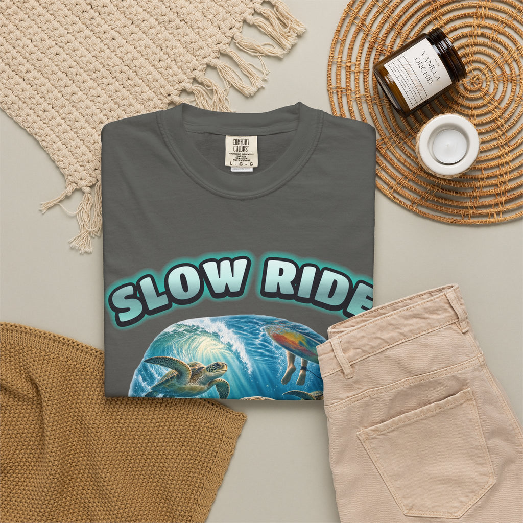 Sea Turtle Bootleg Shirt | Slow Ride Funny Turtle Tee | Comfort Colors T-Shirt