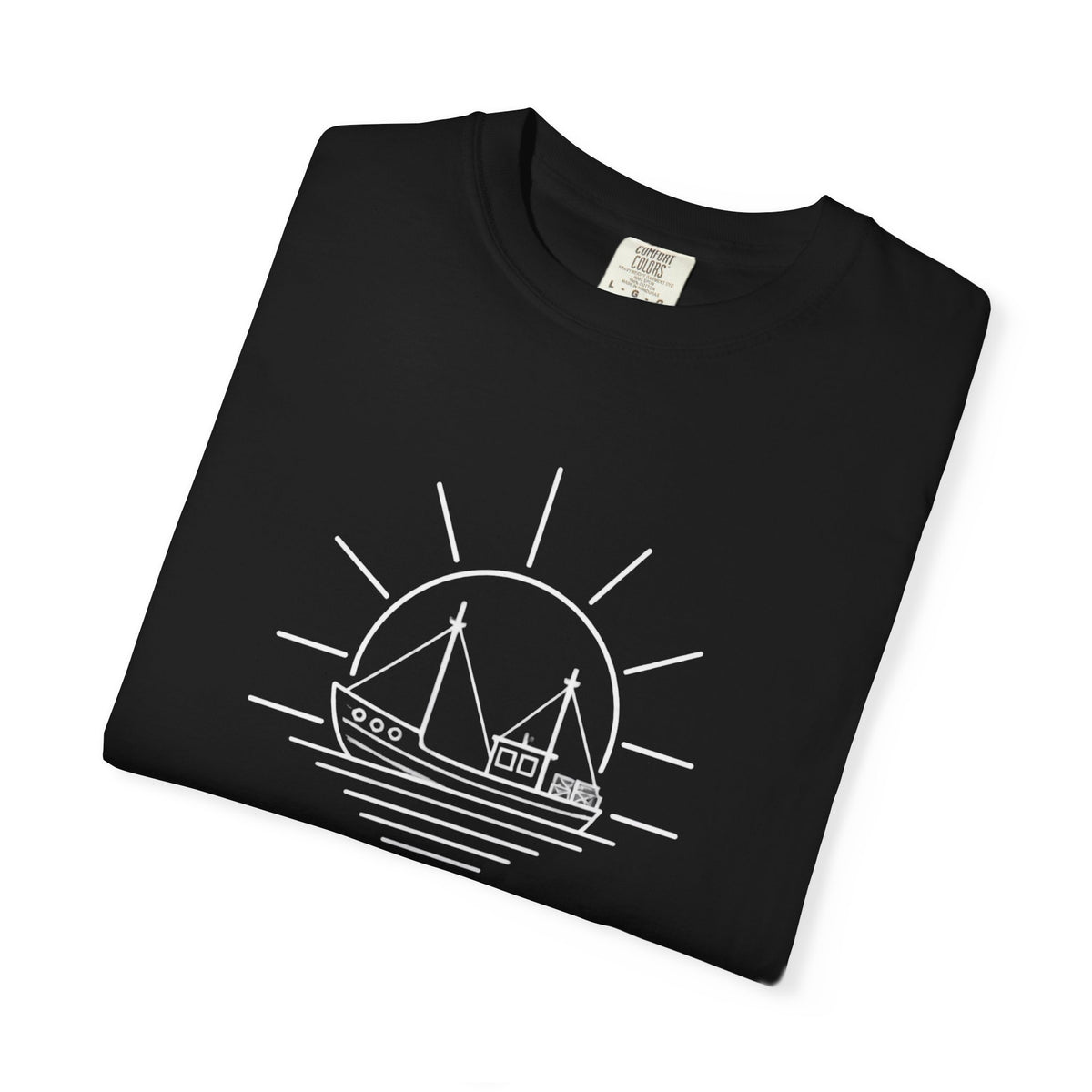 Good Days Start At Sea Tee | Fishing Boat Line Art Shirt | Fisherman Nautical T-Shirt | Comfort Colors