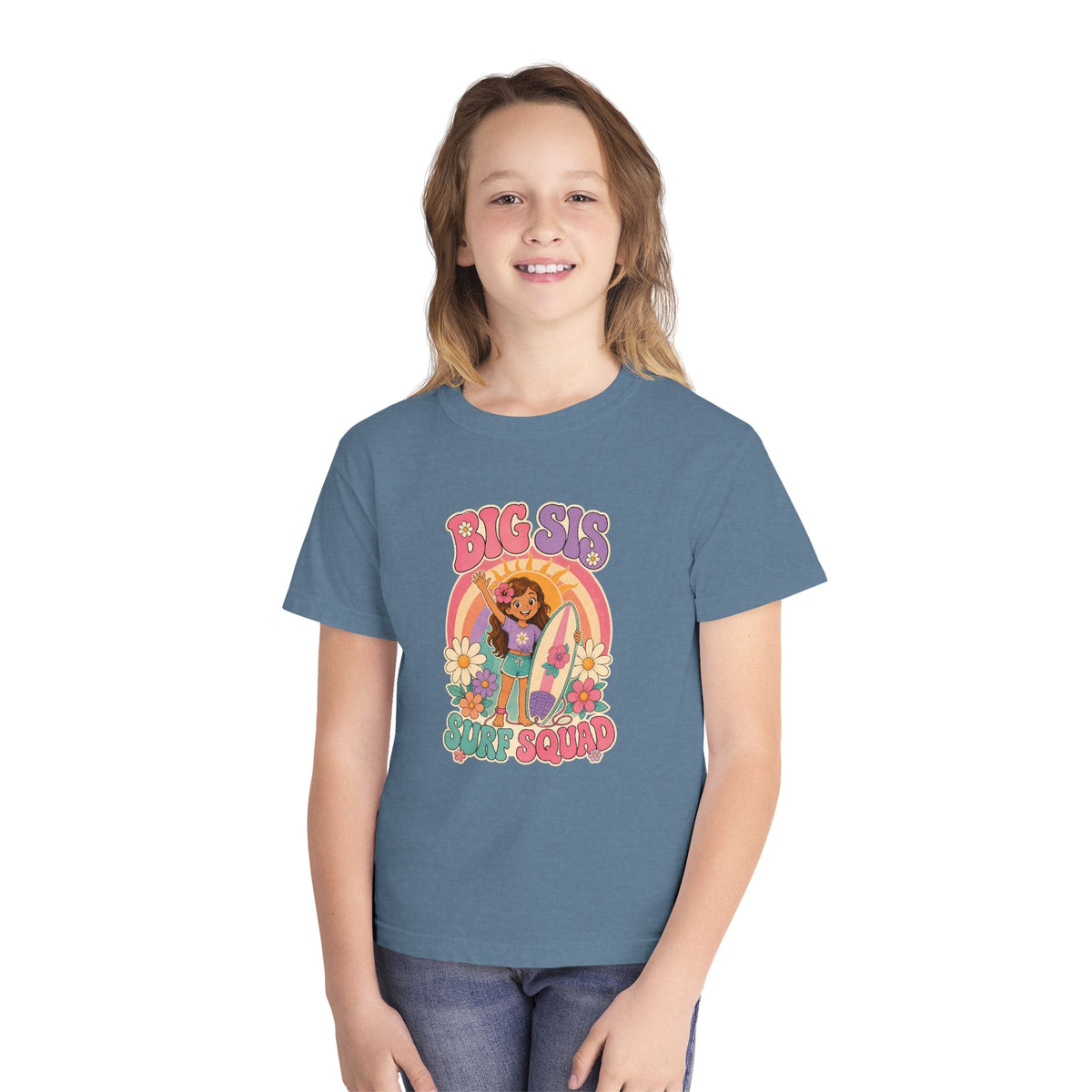 Big Sis Surf Squad Kids Tee | Big Sister Surf Shirt | Youth Beach T-Shirt | Surf Kid Gift