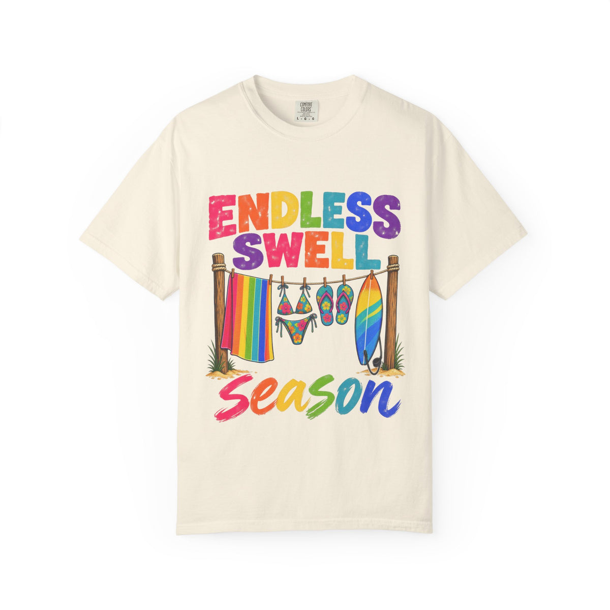 Endless Swell Season Tee | Retro Beach Clothesline Shirt | Colorful Surf T-Shirt | Comfort Colors