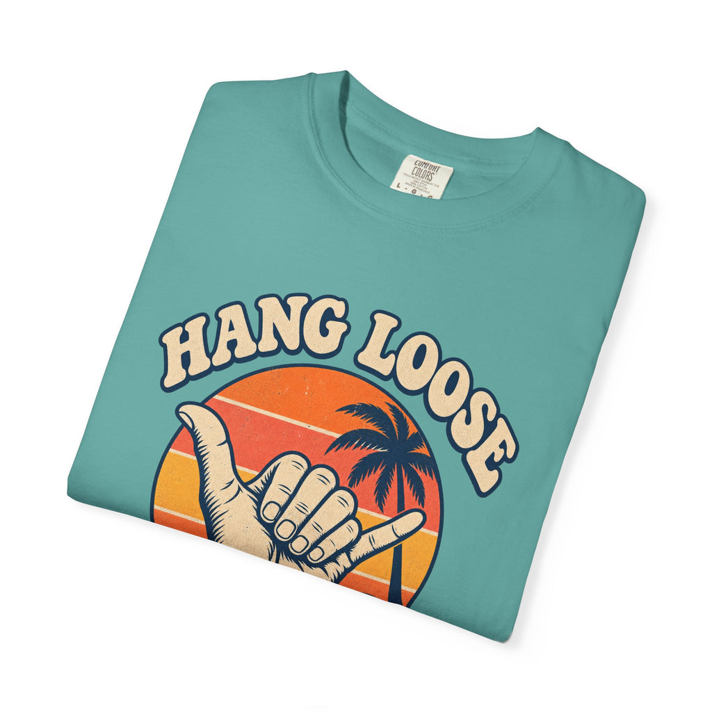 Hang Loose Tee | Shaka Retro Sunset Shirt | Island Time Surf T-Shirt | Comfort Colors Blue Jean