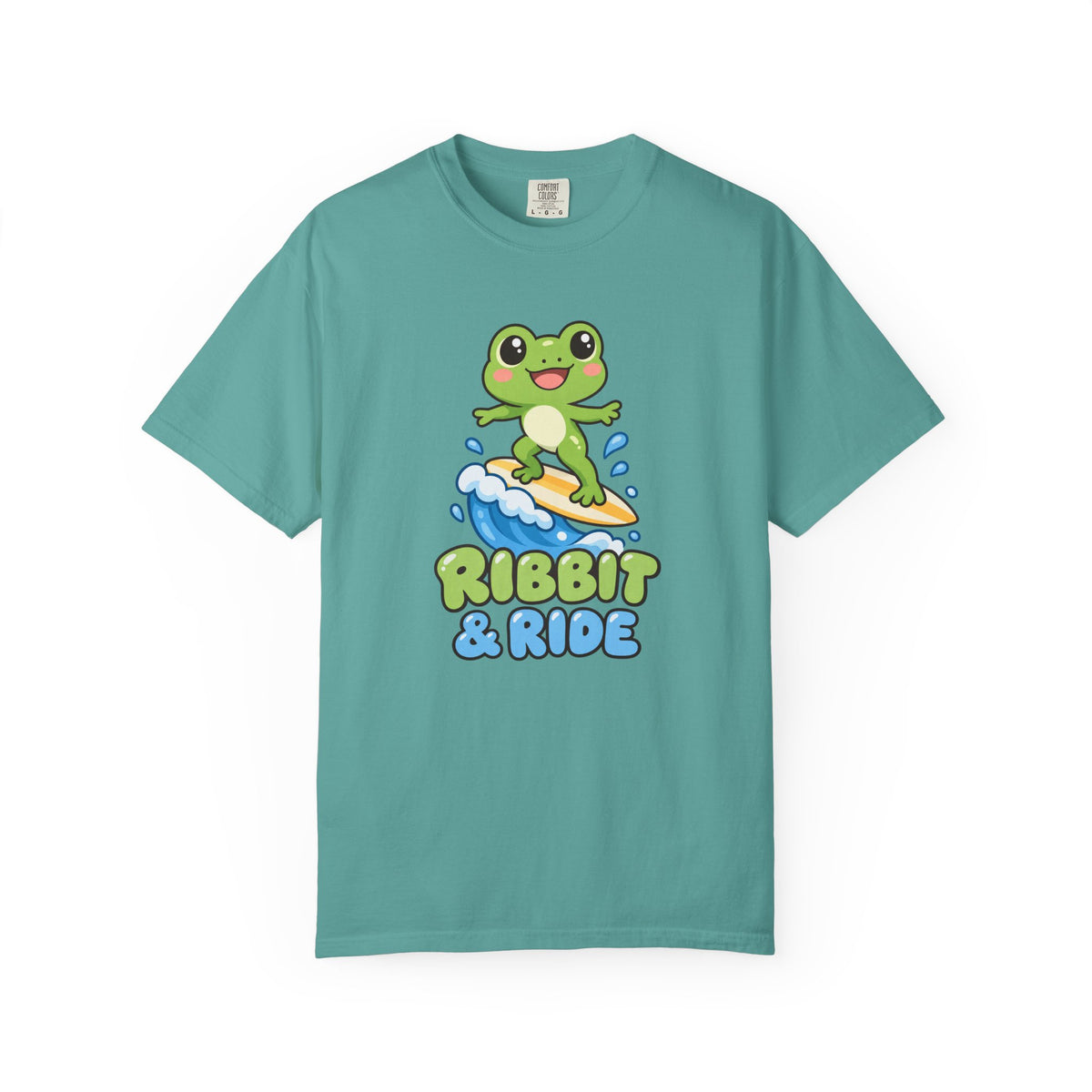 Ribbit and Ride Tee | Cute Surfing Frog Shirt | Funny Frog Surf T-Shirt | Comfort Colors Butter