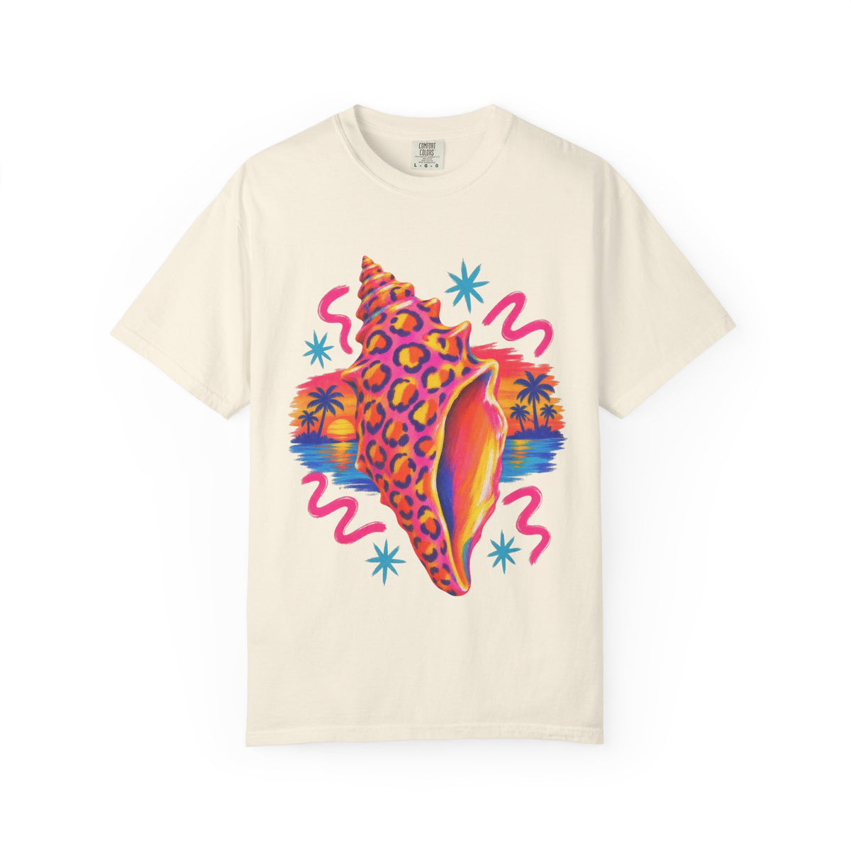 Leopard Conch Shell Shirt | Neon Sunset Beach Tee | Comfort Colors T-Shirt