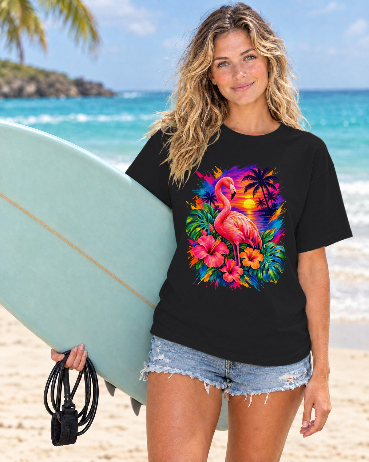 Flamingo Sunset Shirt | Tropical Flamingo Paradise Tee | Comfort Colors T-Shirt