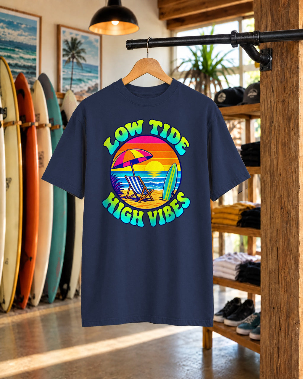 Low Tide High Vibes Tee | Good Vibes Beach Shirt | Colorful Tide Pool T-Shirt | Comfort Colors