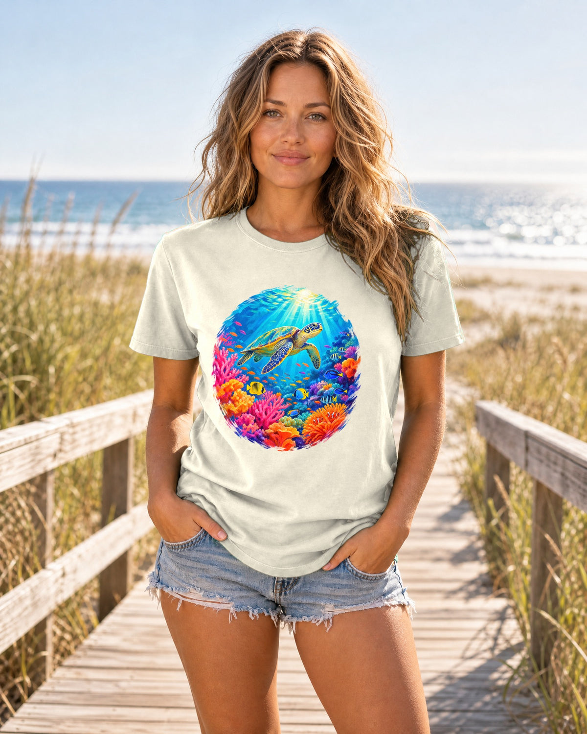 Coral Reef Sea Turtle Shirt | Underwater Ocean Tee | Comfort Colors T-Shirt