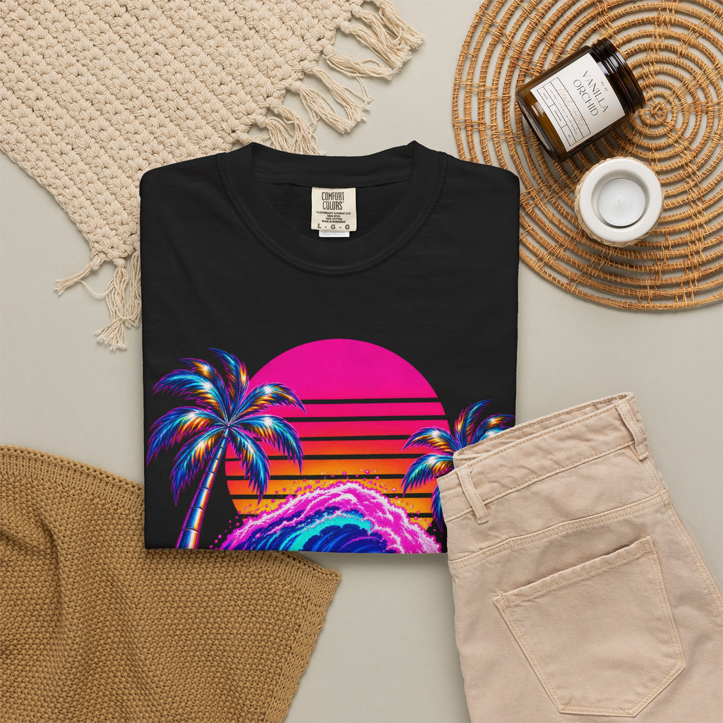 Neon Swell Tee | 80s Neon Surf Shirt | Retro Wave T-Shirt | Comfort Colors