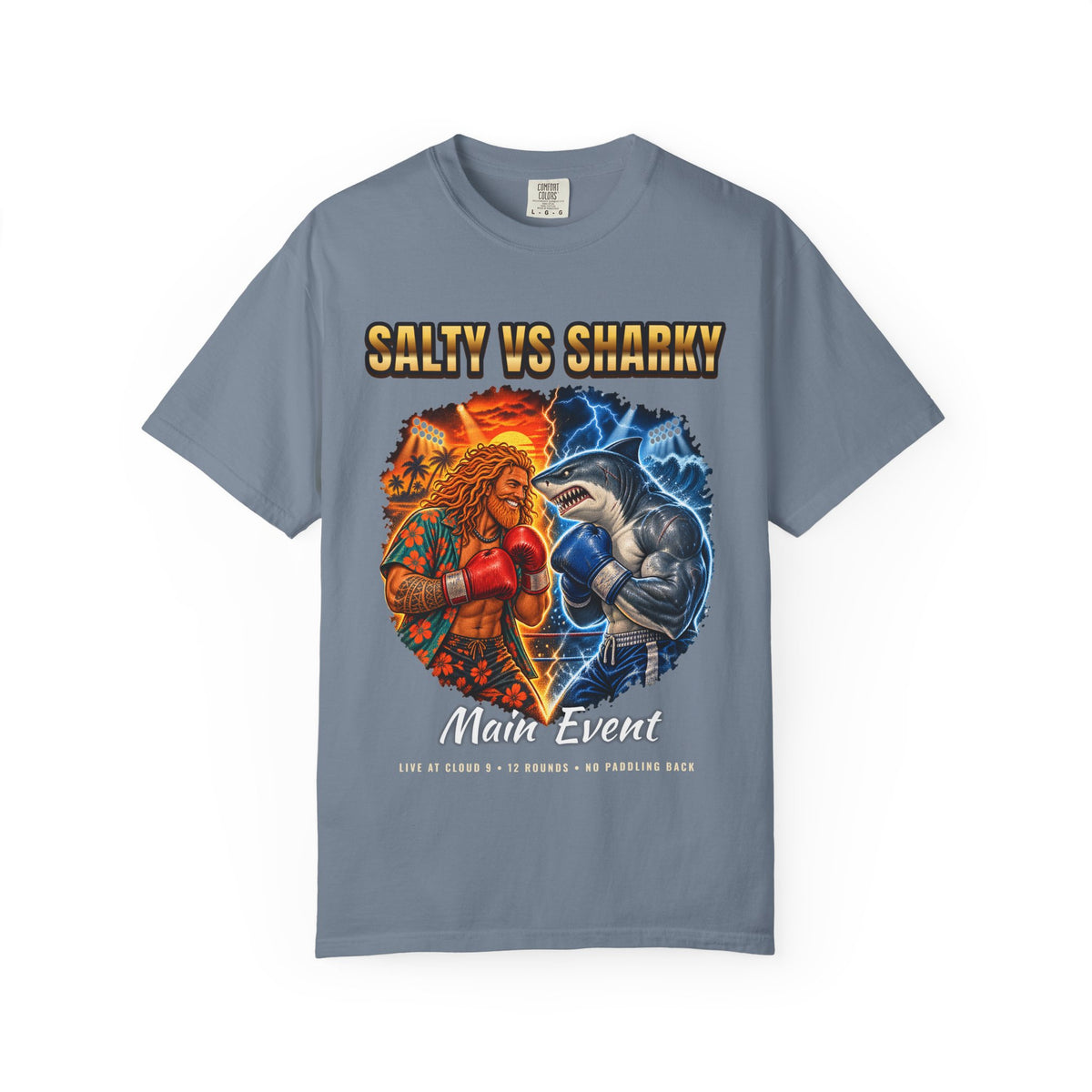 Salty vs Sharky Fight Shirt | Boxing Poster Surf Bootleg Tee | Comfort Colors T-Shirt