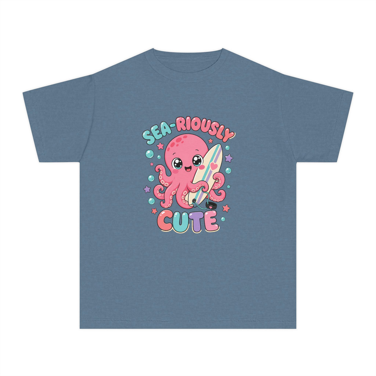 Sea-Riously Cute Kids Tee | Cute Octopus Kids Shirt | Youth Beach T-Shirt | Surf Kid Gift