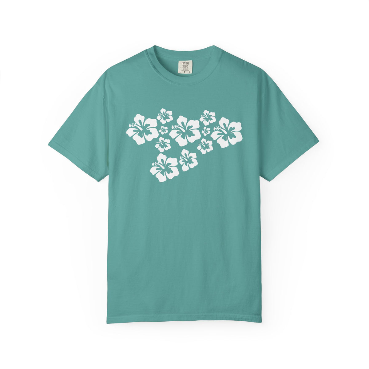 Hibiscus Flowers Tee | White Hibiscus Cluster Shirt | Tropical Island Flower T-Shirt | Comfort Colors