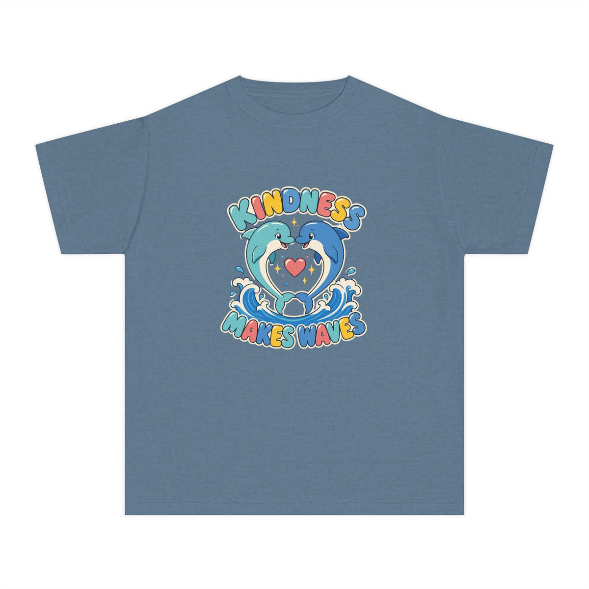 Kindness Makes Waves Kids Tee | Kindness Dolphin Kids Shirt | Youth Beach T-Shirt | Surf Kid Gift