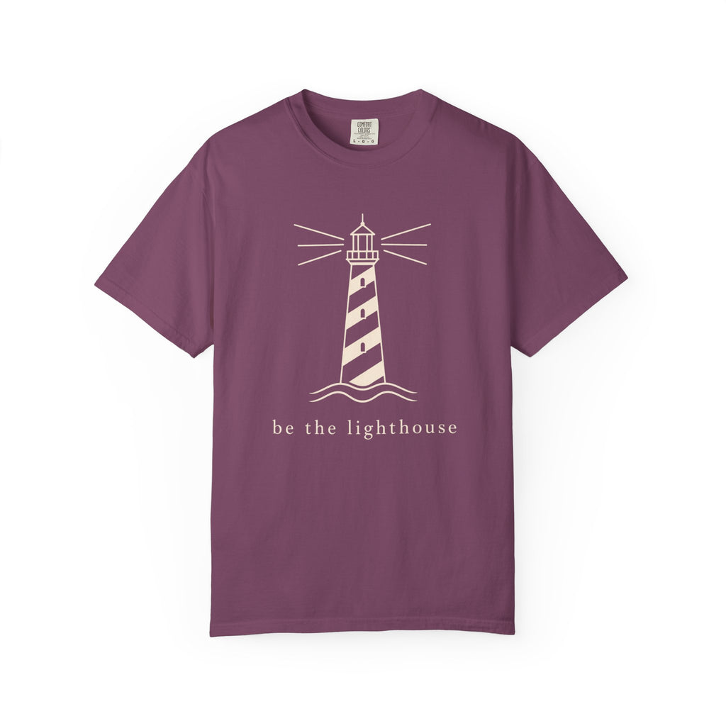 Be The Lighthouse Tee | Lighthouse Line Art Shirt | Inspirational Nautical T-Shirt | Comfort Colors Navy