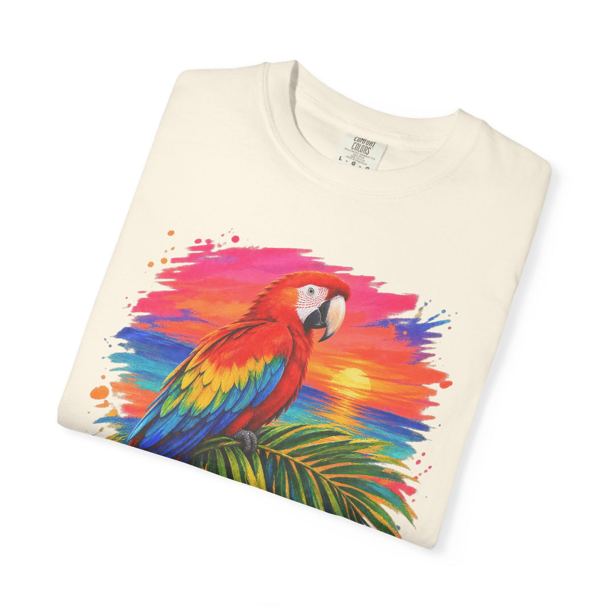 Macaw Parrot Sunset Shirt | Tropical Bird Hibiscus Tee | Comfort Colors T-Shirt