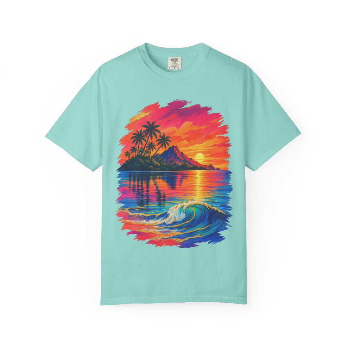Volcano Island Sunset Shirt | Tropical Island Wave Tee | Comfort Colors T-Shirt