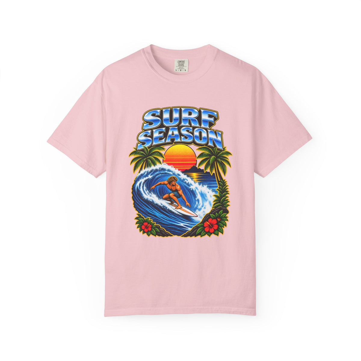 Surf Season Tee | Retro 80s Airbrush Surfer Shirt | Vintage Bootleg Style Wave T-Shirt | Comfort Colors