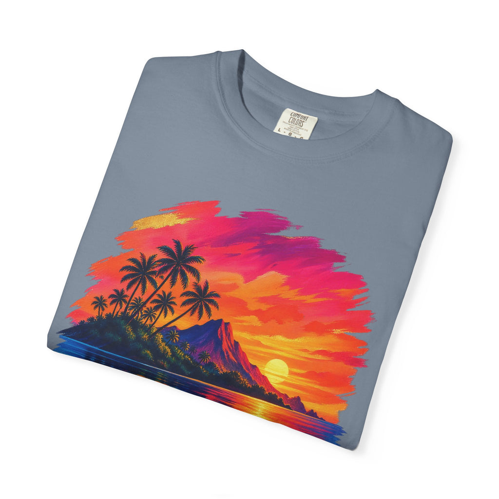 Volcano Island Sunset Shirt | Tropical Island Wave Tee | Comfort Colors T-Shirt