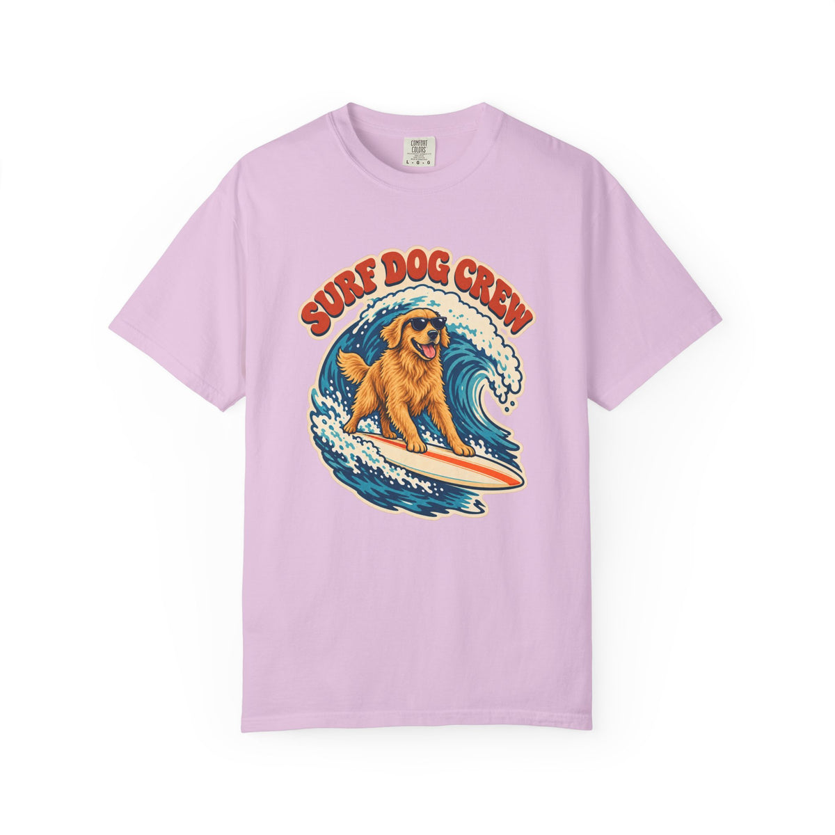 Surf Dog Crew Tee | Golden Retriever Surfing Shirt | Funny Dog Lover Surf T-Shirt | Comfort Colors