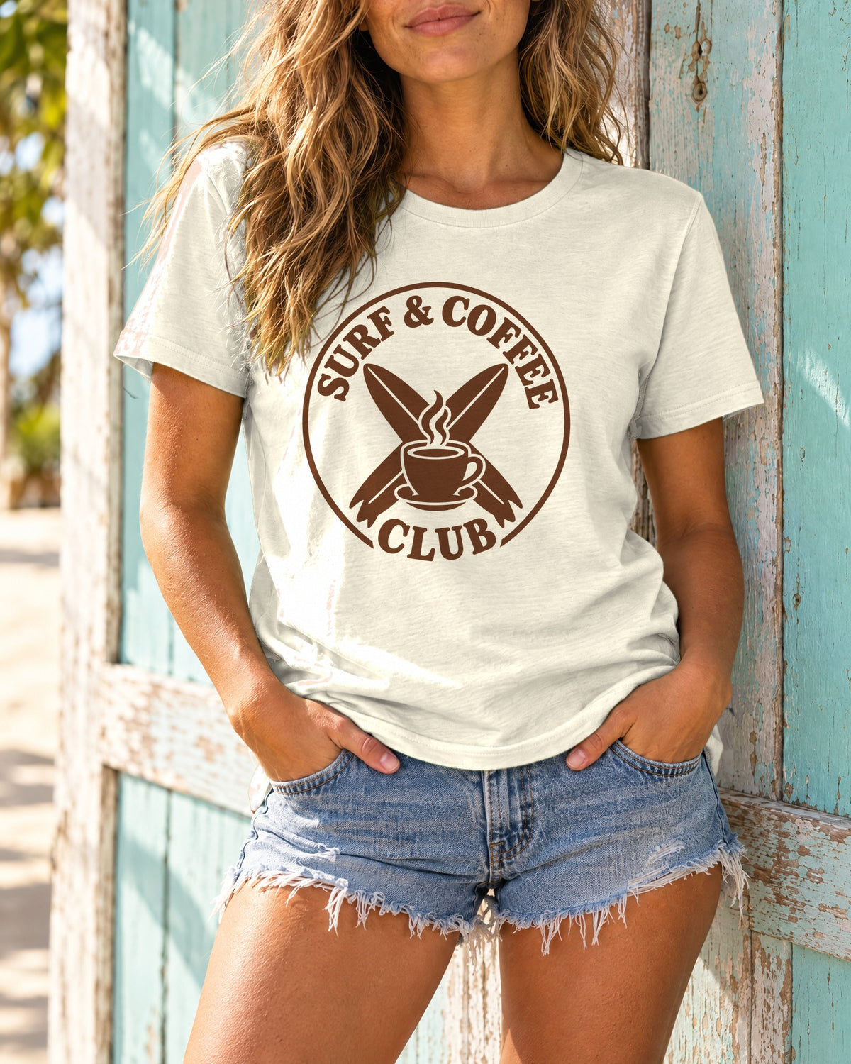 Surf And Coffee Club Shirt | Coffee Lover Surfboard Tee | Comfort Colors T-Shirt
