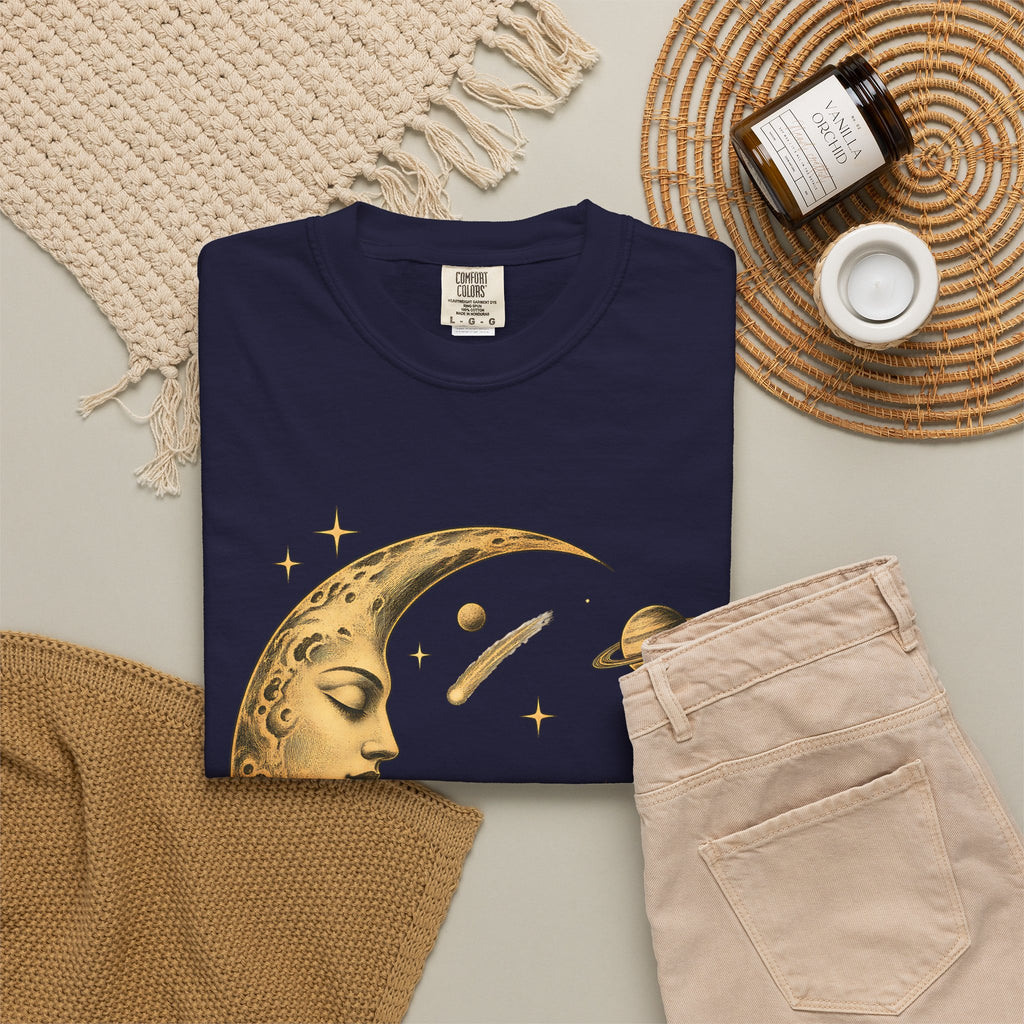 Moon Rider Surfer Shirt | Celestial Moon Surf Tee | Comfort Colors T-Shirt