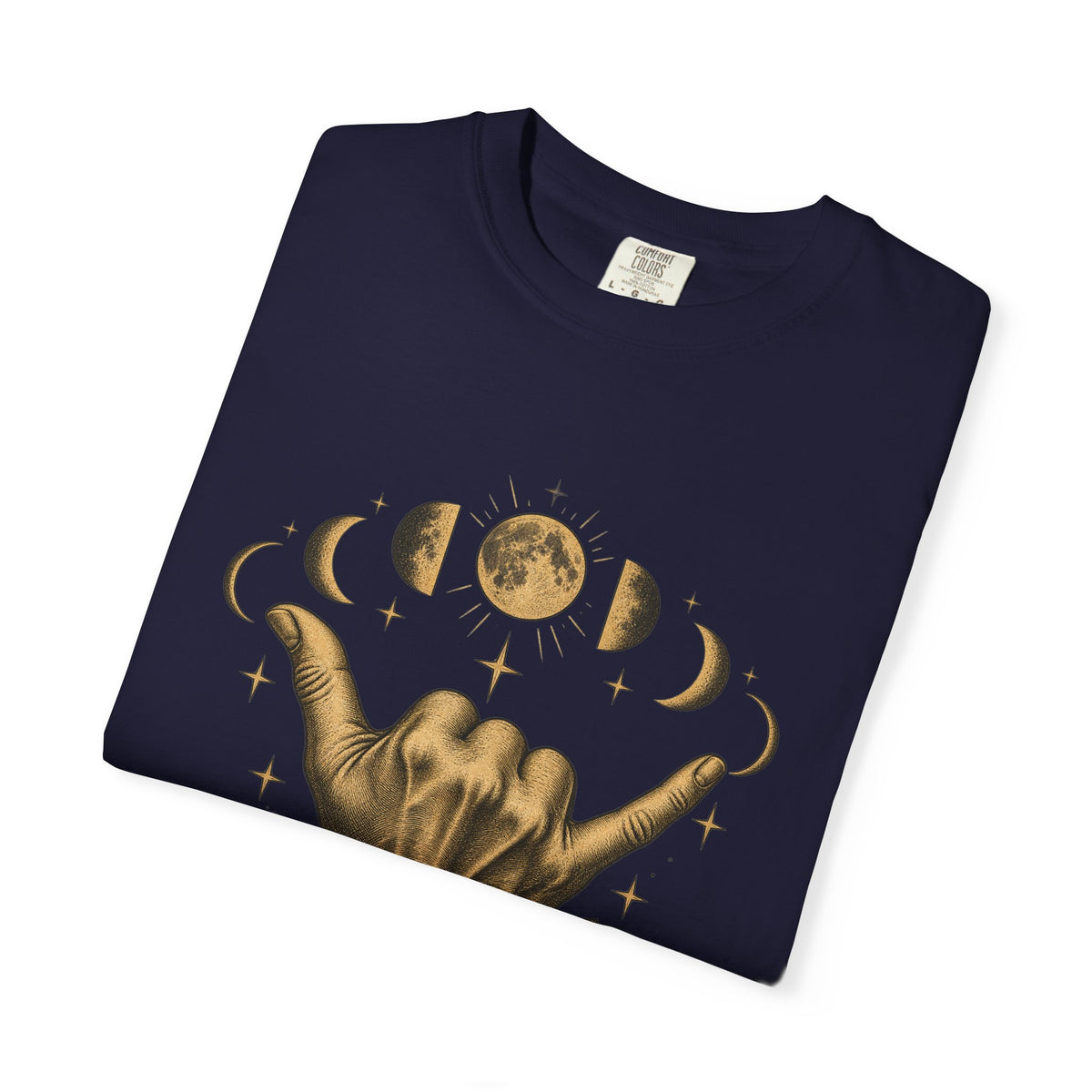 Shaka Moon Phases Shirt | Celestial Shaka Hand Tee | Comfort Colors T-Shirt