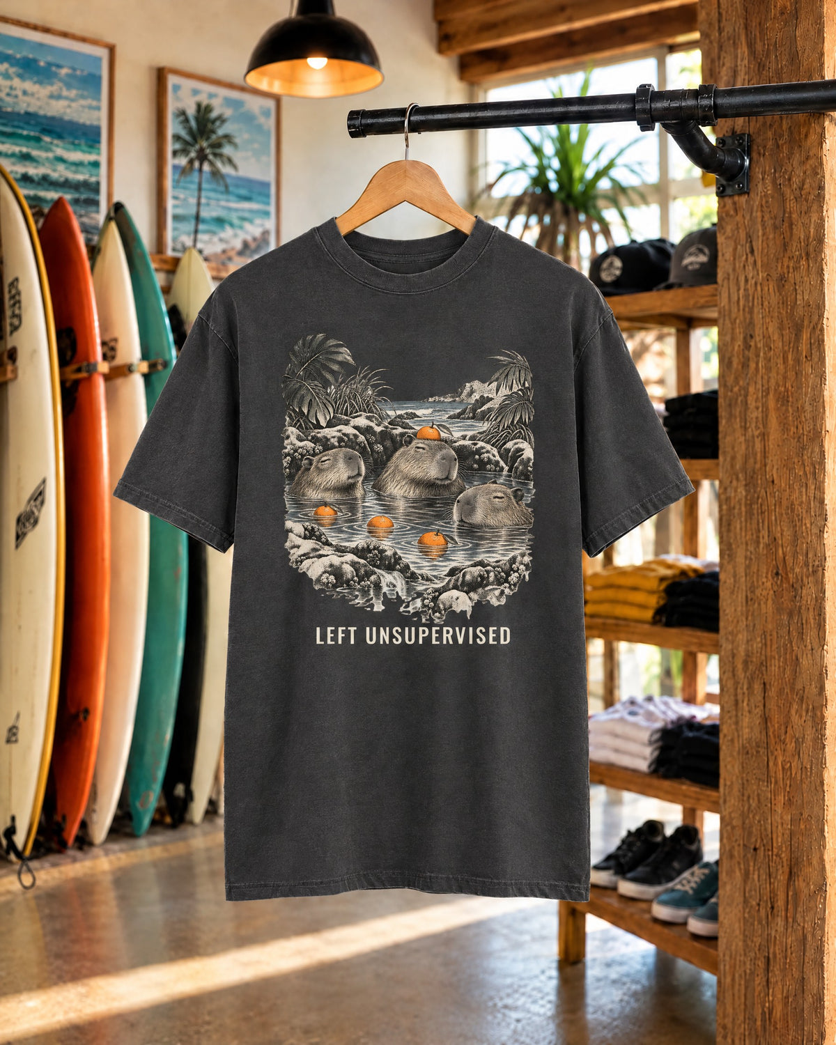 Left Unsupervised Capybaras Shirt | Funny Capybara Tee | Comfort Colors T-Shirt