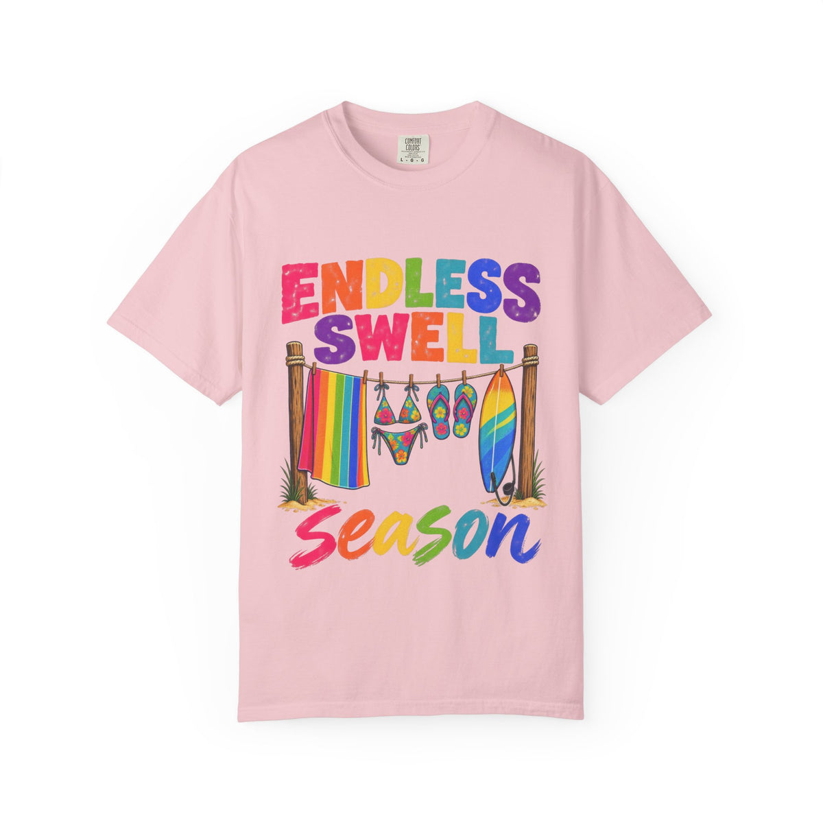 Endless Swell Season Tee | Retro Beach Clothesline Shirt | Colorful Surf T-Shirt | Comfort Colors