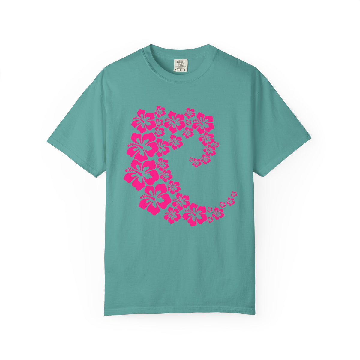Hibiscus Wave Tee | Pink Flower Wave Shirt | Tropical Hawaiian Hibiscus T-Shirt | Comfort Colors