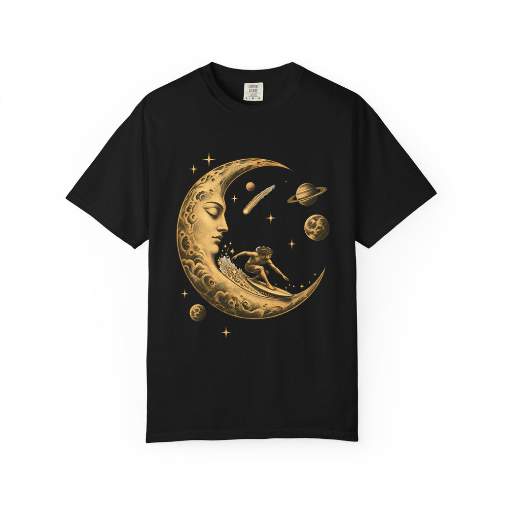 Moon Rider Surfer Shirt | Celestial Moon Surf Tee | Comfort Colors T-Shirt