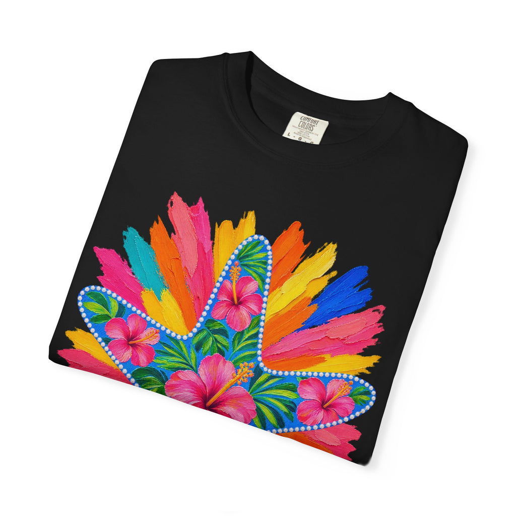 Floral Starfish Shirt | Hibiscus Sunburst Beach Tee | Comfort Colors T-Shirt