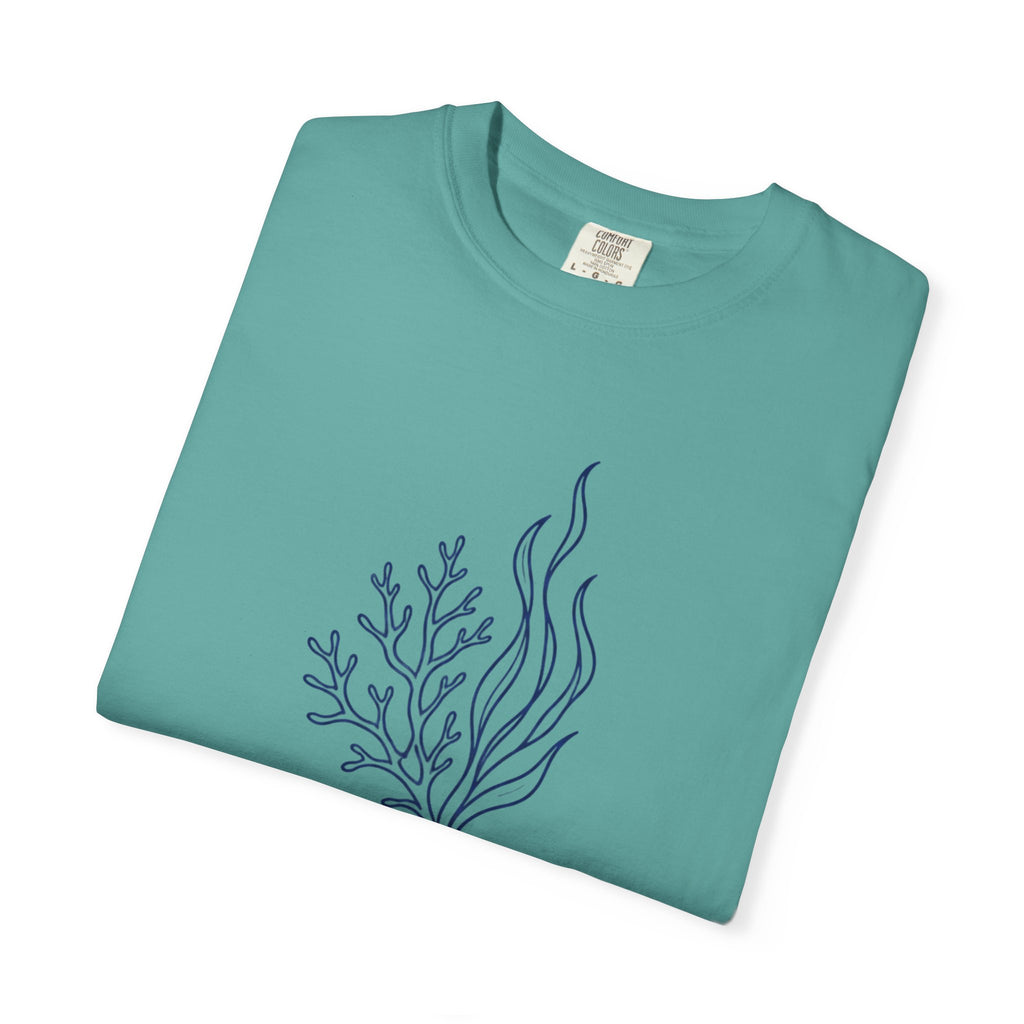 Grow Through The Tides Tee | Seaweed Line Art Shirt | Inspirational Ocean T-Shirt | Comfort Colors Mint