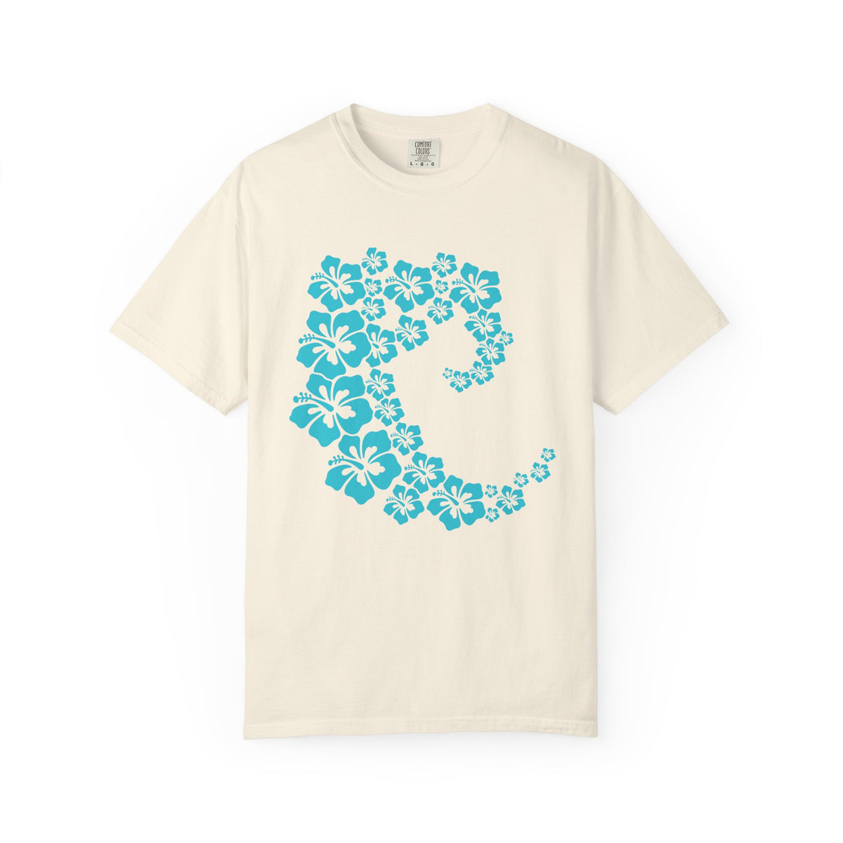 Hibiscus Wave Tee | Teal Flower Wave Shirt | Tropical Hawaiian Hibiscus T-Shirt | Comfort Colors