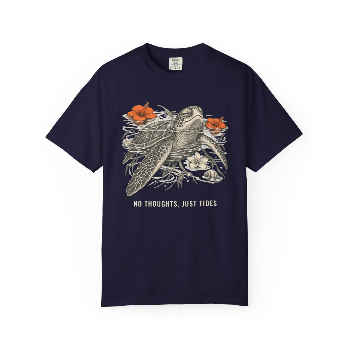 No Thoughts Just Tides Turtle Shirt | Vintage Sea Turtle Tee | Comfort Colors T-Shirt