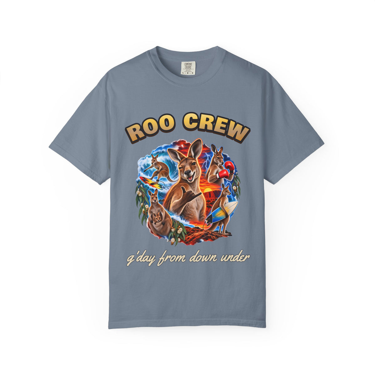 Roo Crew Kangaroo Shirt | Funny Aussie Bootleg Tee | Comfort Colors T-Shirt