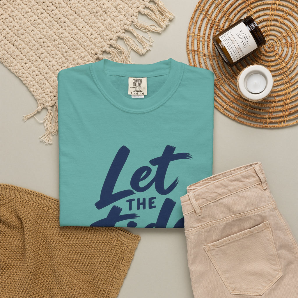 Let The Tide Decide Shirt | Wave Lines Script Tee | Comfort Colors T-Shirt