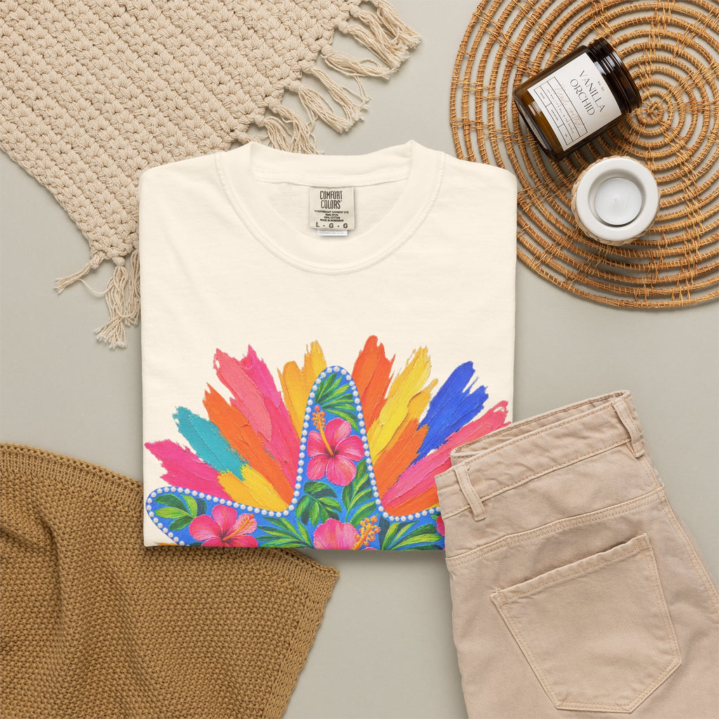 Floral Starfish Shirt | Hibiscus Sunburst Beach Tee | Comfort Colors T-Shirt