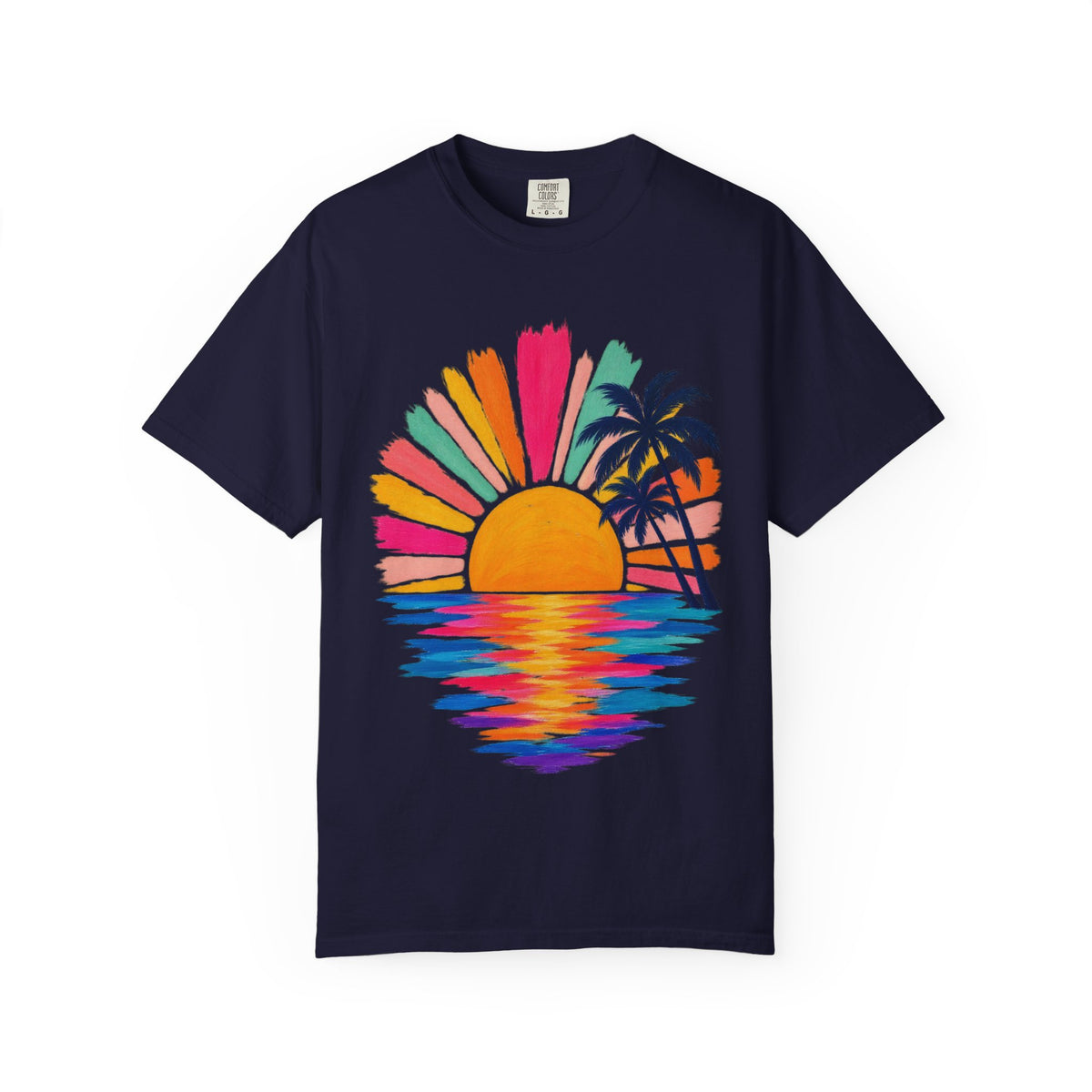 Pastel Sunrise Palm Shirt | Retro Sun Rays Beach Tee | Comfort Colors T-Shirt
