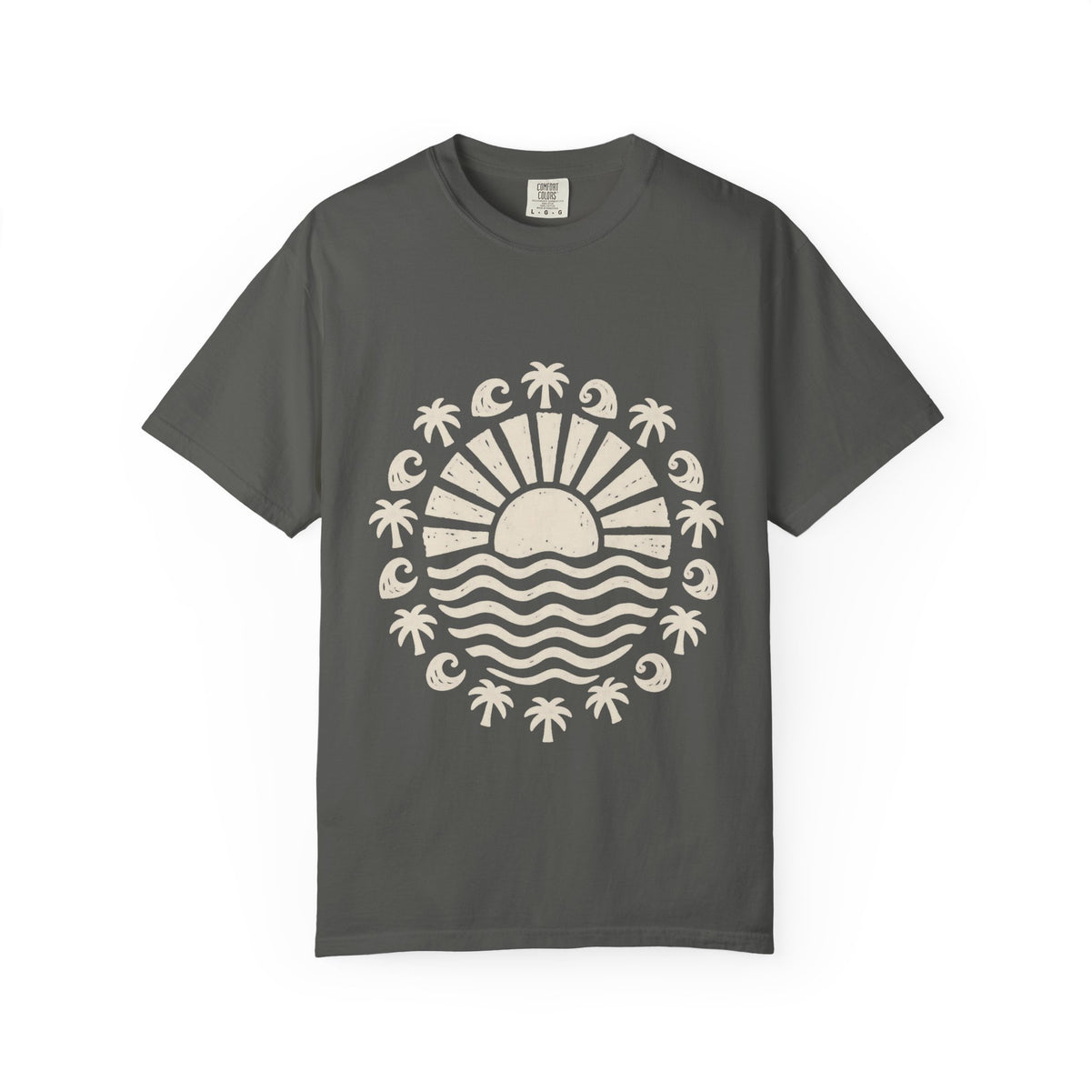 Linocut Sun Wave Shirt | Minimal Palm Medallion Tee | Comfort Colors T-Shirt