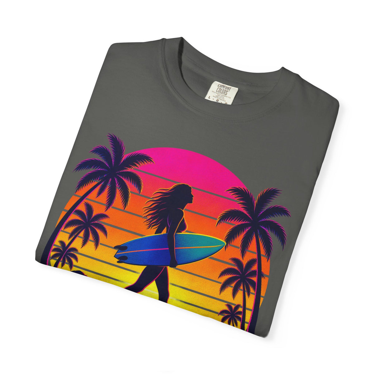 Chasing Sunsets Tee | Synthwave Sunset Surf Girl Shirt | Retro Palm T-Shirt | Comfort Colors