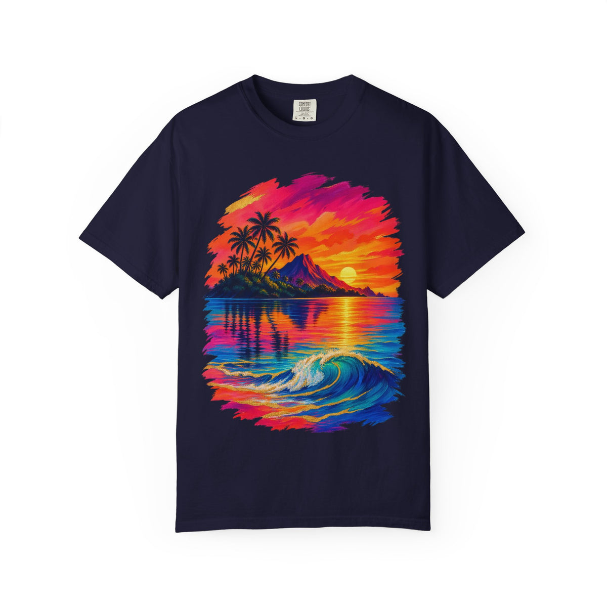 Volcano Island Sunset Shirt | Tropical Island Wave Tee | Comfort Colors T-Shirt