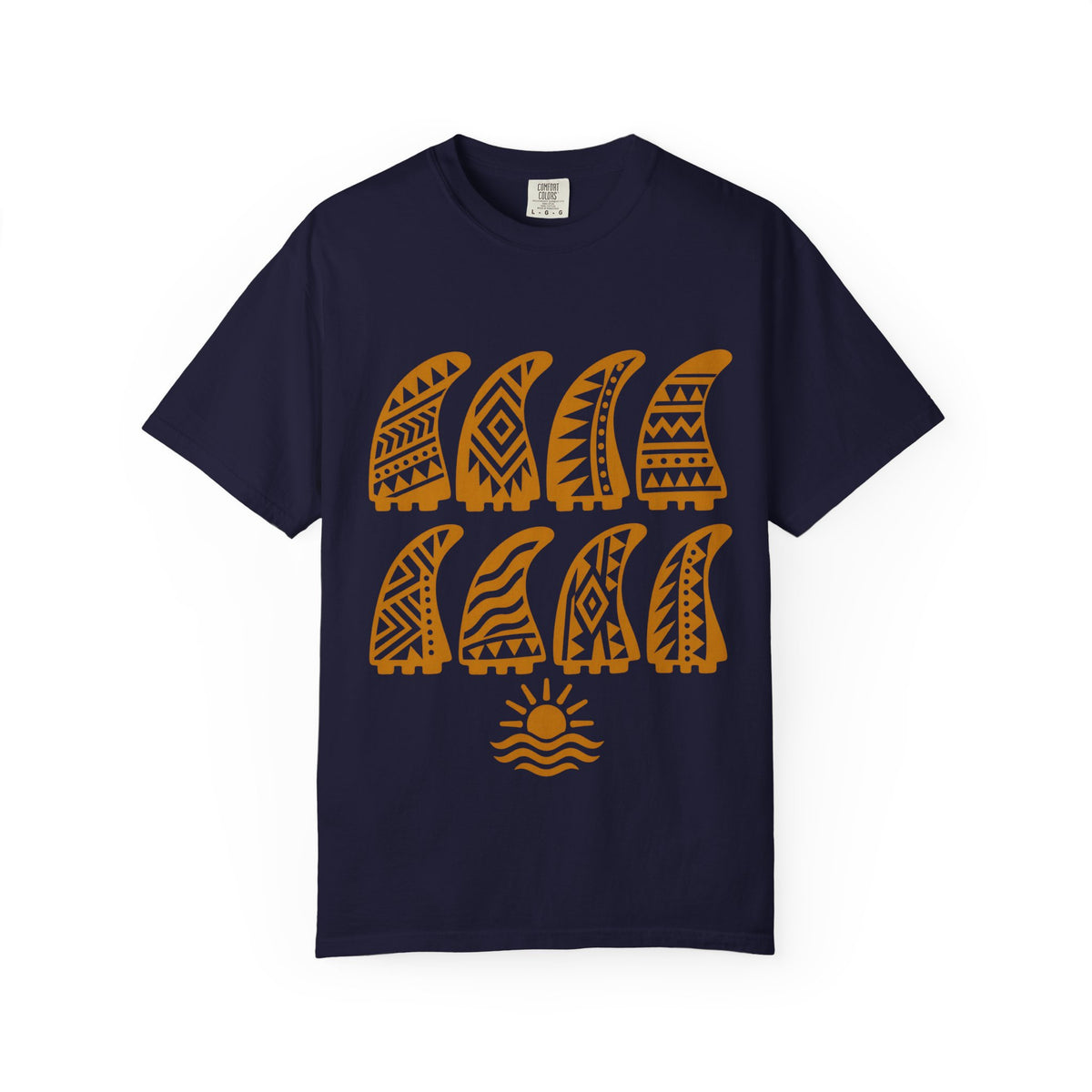 Tribal Fin Rows Shirt | Geometric Surf Fins Tee | Comfort Colors T-Shirt