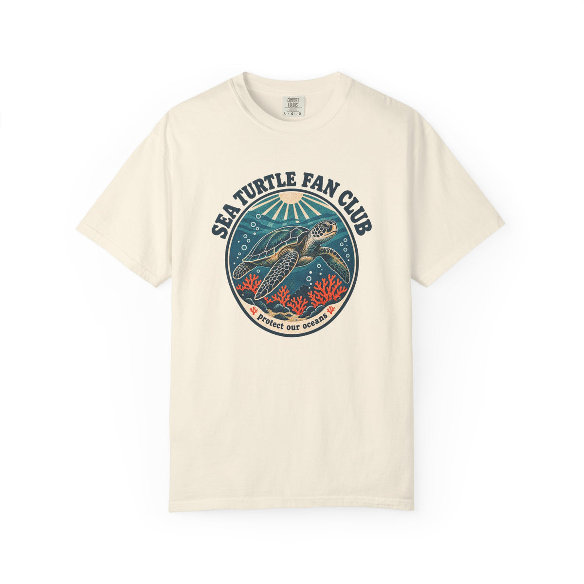 Sea Turtle Fan Club Tee | Vintage Turtle Coral Shirt | Protect Our Oceans T-Shirt | Comfort Colors Gift