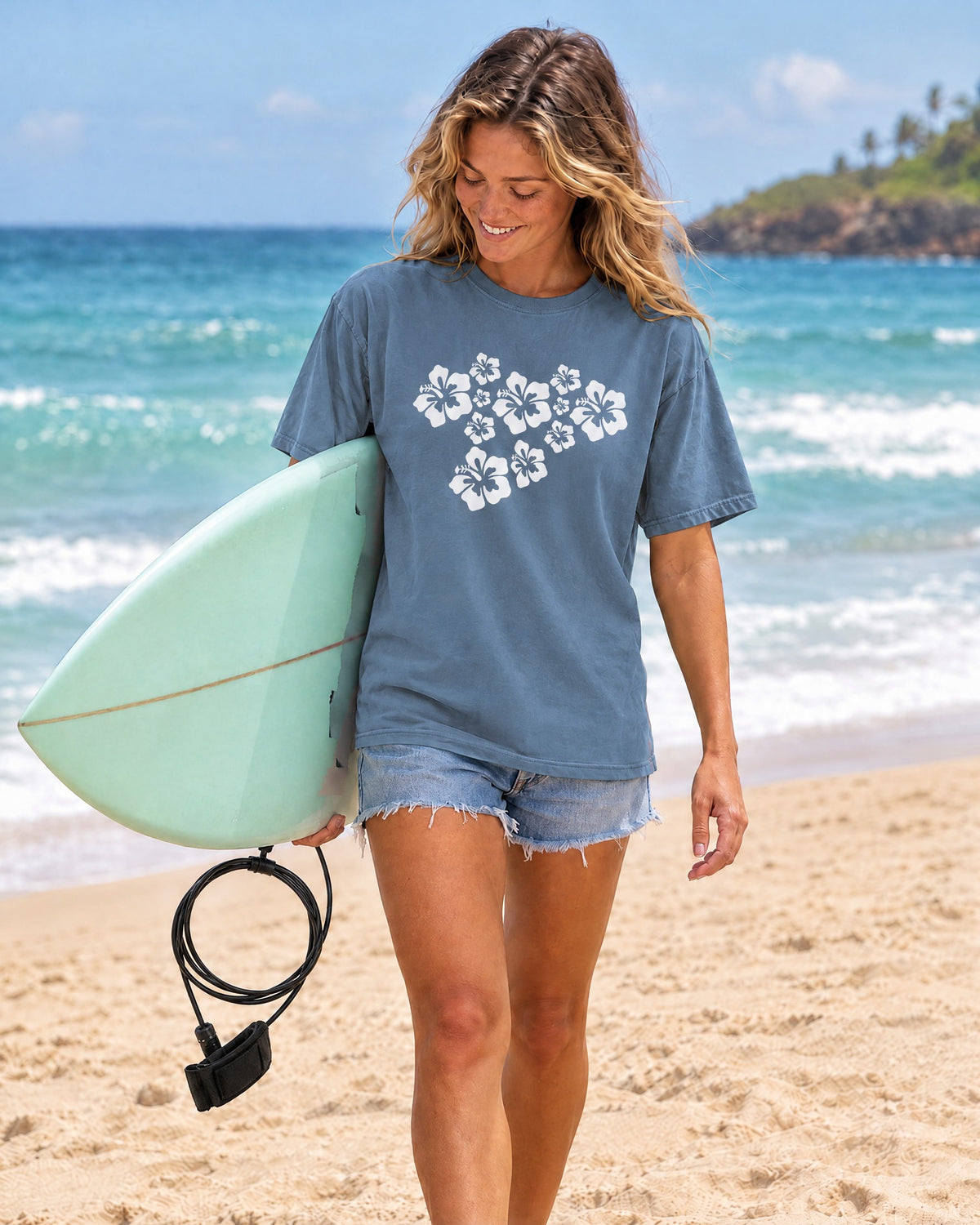 Hibiscus Flowers Tee | White Hibiscus Cluster Shirt | Tropical Island Flower T-Shirt | Comfort Colors