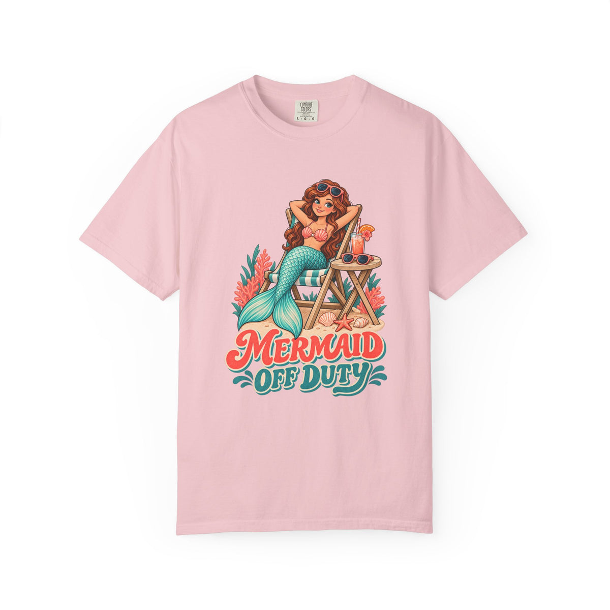 Mermaid Off Duty Tee | Cute Mermaid Beach Chair Shirt | Funny Vacation T-Shirt | Comfort Colors Watermelon