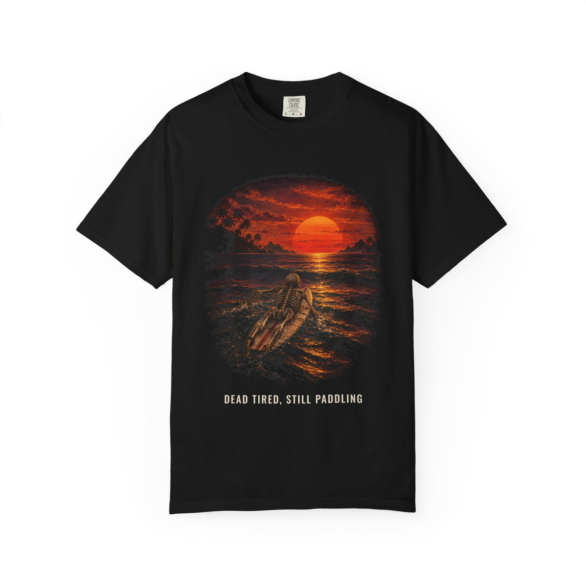 Dead Tired Still Paddling Shirt | Funny Skeleton Surfer Tee | Comfort Colors T-Shirt